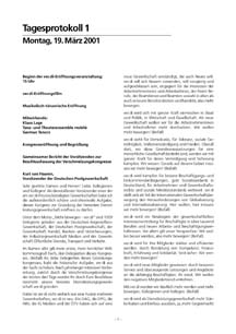 Tagesprotokoll 19. März 2001, S. 1